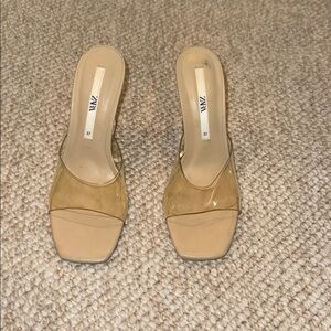 Zara Women's Beige Heeled Mules